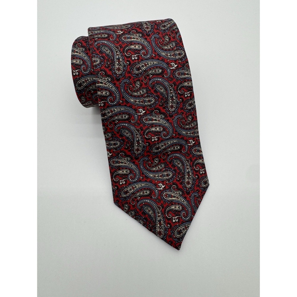 Red Paisley Neck Tie Classic Wide Tie Blue Cream‎ Pattern Business Formal